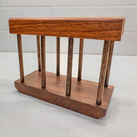 1960s Vintage Wooden Spindle Napkin Holder/ Bill Org., Just Like Grandmas! - Picture 8 of 8